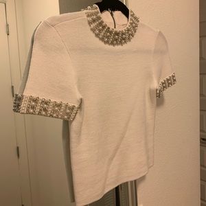 Alice + Olivia (Embellished Cropped Sweater)